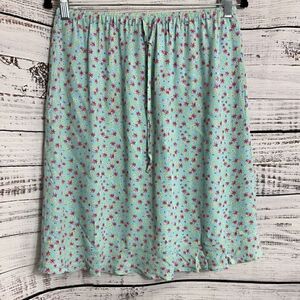 Ll Bean skirt womens Size Small Petite floral ruffle hem drawstring rayon spring